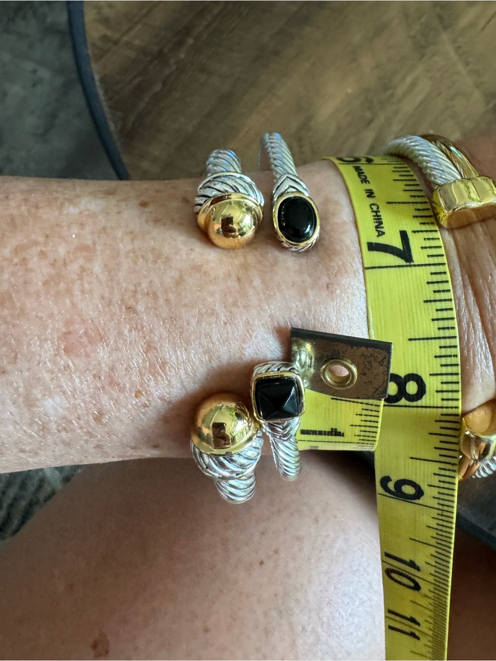 Amazon Two-Tone Silver and Gold Cable Cuff Bracelet - Picture 8 of 11